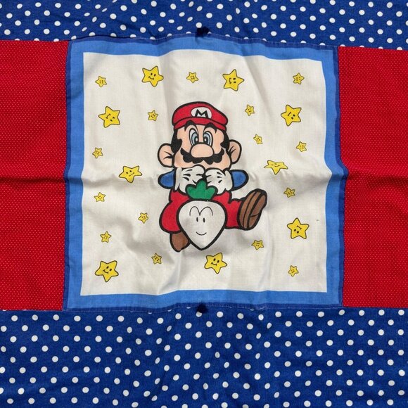 Vintage Super Mario Brothers Throw Blanket Small 38.5" x 26.25" Handmade - Picture 2 of 5